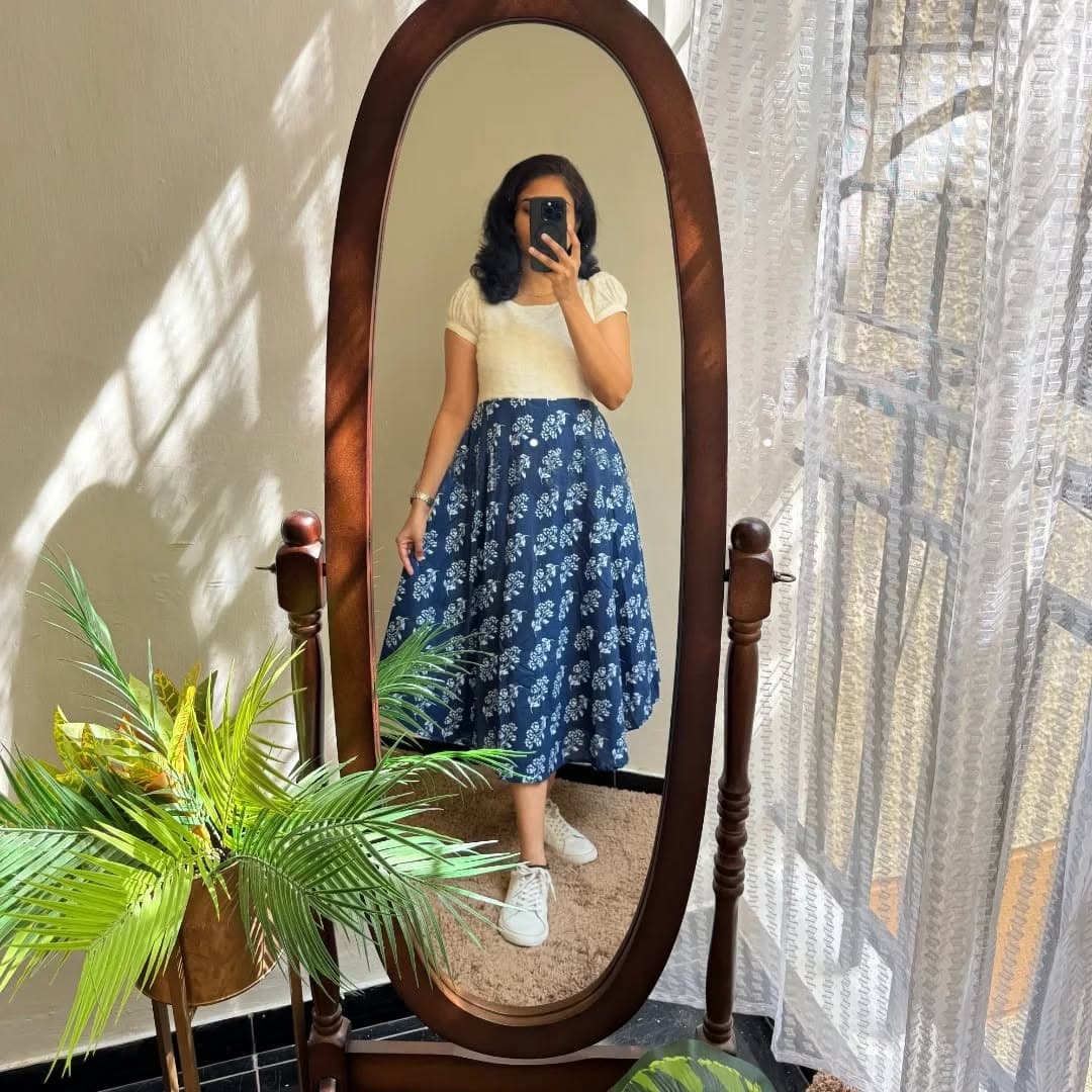 Indigo Hakoba Umbrella Dress