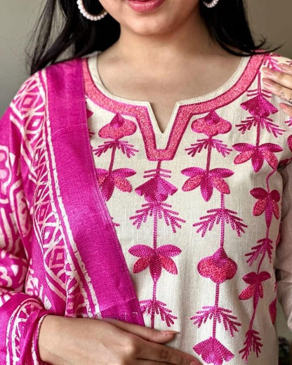 Premium Handloom Cotton Suit With Pure Linen Dupatta
