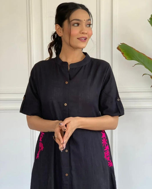 Molisha Premium Cotton Slub A-Line Kurta Set