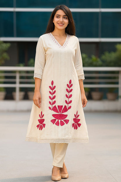 Monochrome Elegance Cotton 3-Piece Suit Set