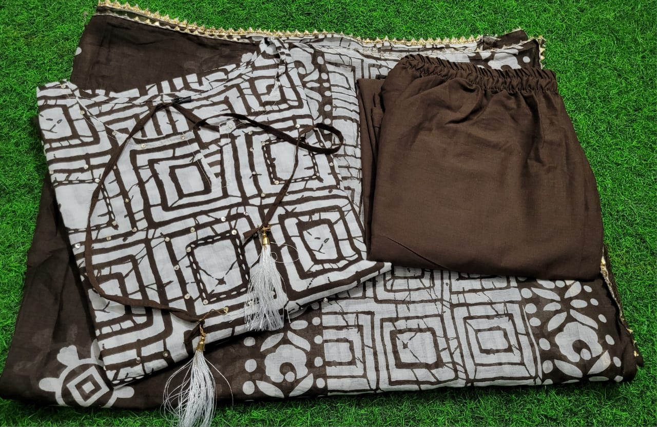 Brown Cotton Classic 3-Piece Suit Party Wear