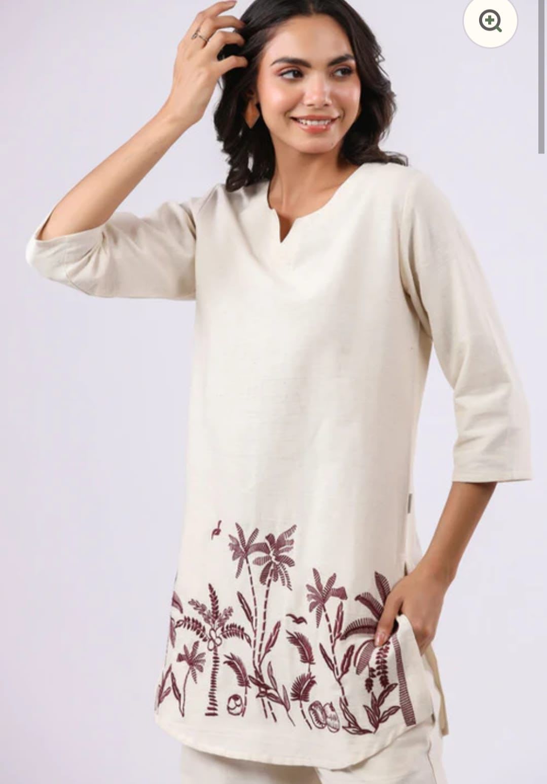 Cream Cotton Classic Co-Ord Set Embroidered Collection