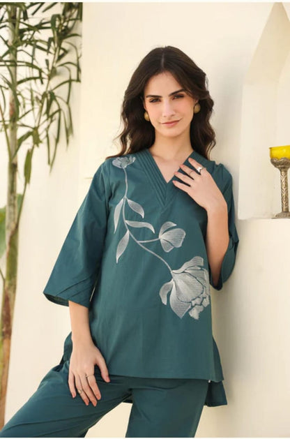 Premium Cotton Embroidery Kurta Set | Pintex Work & Utility Palazzo