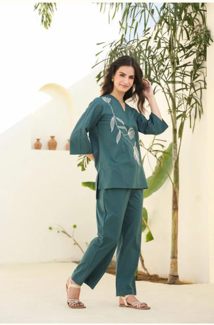 Premium Cotton Embroidery Kurta Set | Pintex Work & Utility Palazzo